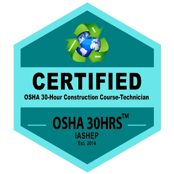 IASHEP Certified Construction Course - 30 Hours (OSHA 30HRS) Badge